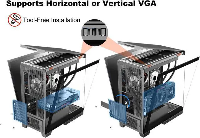 Alt view image 6 of 14 - SAMA 4503 Dual USB3.0 and Type C Tempered Glass ATX Mid Tower Gaming PC Computer Case, w/ 4 x 120mm ARGB Fans (3 x MB Side, 1 x Rear) Pre-Installed, Back Plug Motherboard Design