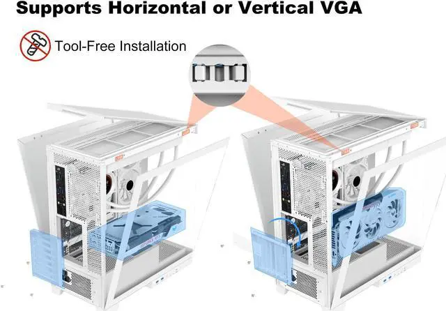 Alt view image 6 of 7 - SAMA 4503 Tempered Glass Side Panel Mid Tower ATX Computer Gaming PC Case White, 4 Addressable RGB Fans Pre-Installed, Support Back plug Motherboard