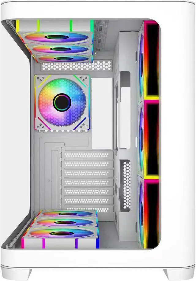 Alt view image 2 of 7 - SAMA 2851 Dual USB3.0 and Type C Tempered Glass ATX Mid Tower Gaming PC Computer Case, w/ 4 x 120mm ARGB Fans (3 x MB Side, 1 x Rear) Pre-Installed, Back Plug Motherboard Design