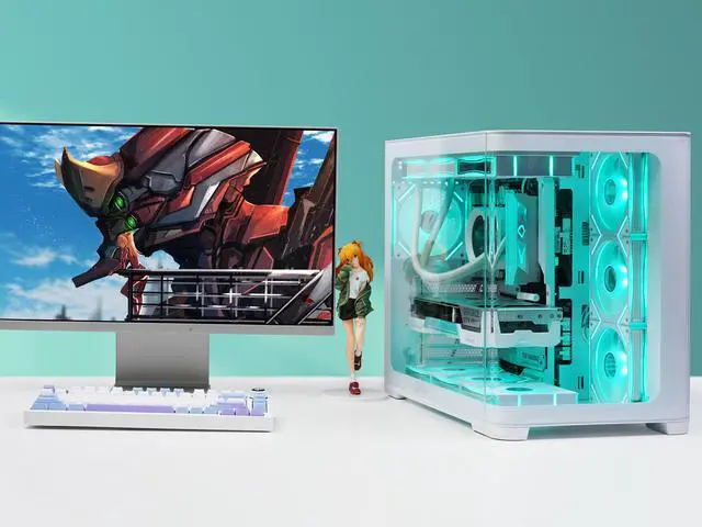 Alt view image 7 of 7 - SAMA 2851 Dual USB3.0 and Type C Tempered Glass ATX Mid Tower Gaming PC Computer Case, w/ 4 x 120mm ARGB Fans (3 x MB Side, 1 x Rear) Pre-Installed, Back Plug Motherboard Design