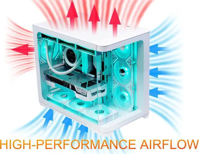 Alt view image 6 of 7 - SAMA 2851 Dual USB3.0 and Type C Tempered Glass ATX Mid Tower Gaming PC Computer Case, w/ 4 x 120mm ARGB Fans (3 x MB Side, 1 x Rear) Pre-Installed, Back Plug Motherboard Design