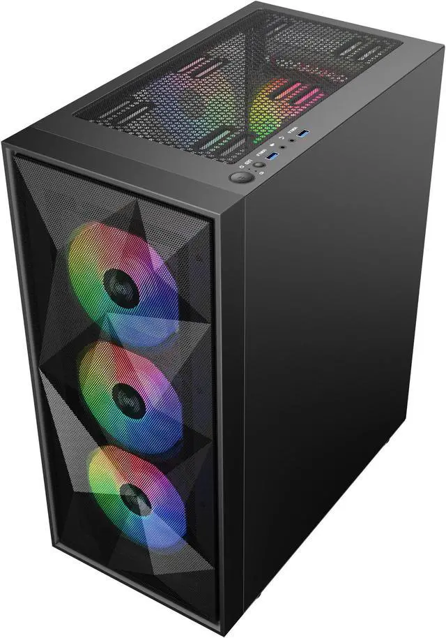Alt view image 7 of 7 - SAMA 3509 Open Door Tempered Glass ATX Mid Tower Gaming Computer Case,4 x ARGB Fans Pre-Installed