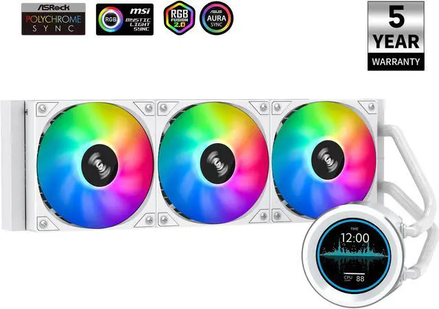 Main image of SAMA SM360 PRO AIO 360mm Liquid Cooler 2.8 inch Screen LCD Display CPU Cooler , Gaming Computer PC Cooler with 3 ARGB PWM Silent Fans
