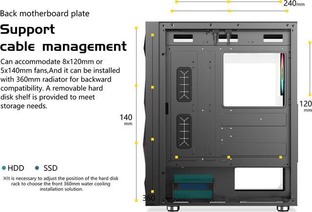Alt view image 6 of 7 - SAMA 3509 Tempered Glass Open Door Gaming ATX Computer PC Case Mid Tower Black with 4 Addressable RGB Fans Pre-installed