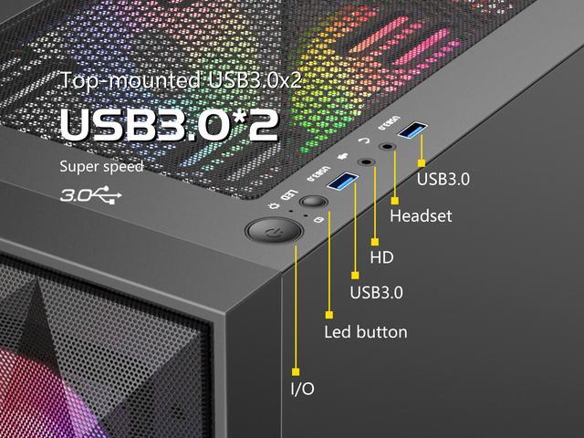 Alt view image 7 of 7 - SAMA 3509 Tempered Glass Open Door Gaming ATX Computer PC Case Mid Tower Black with 4 Addressable RGB Fans Pre-installed
