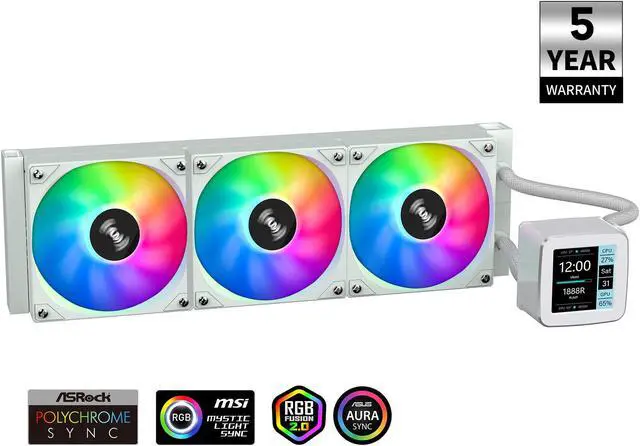 Main image of SAMA LD360 AIO 360mm Liquid Cooler 2.8 inch Screen LCD Display High-efficiency Silent Liquid Cooling CPU Radiator , Gaming Computer PC Cooler with 3 ARGB PWM Silent Fans White