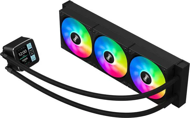 Alt view image 6 of 7 - SAMA LD360 Black 360mm Liquid Water AIO CPU Cooler For Gaming PC Computer, Square 2.8inch LCD Display Screen, PWM Intelligent control, 3 Addressable RGB Silent Fans