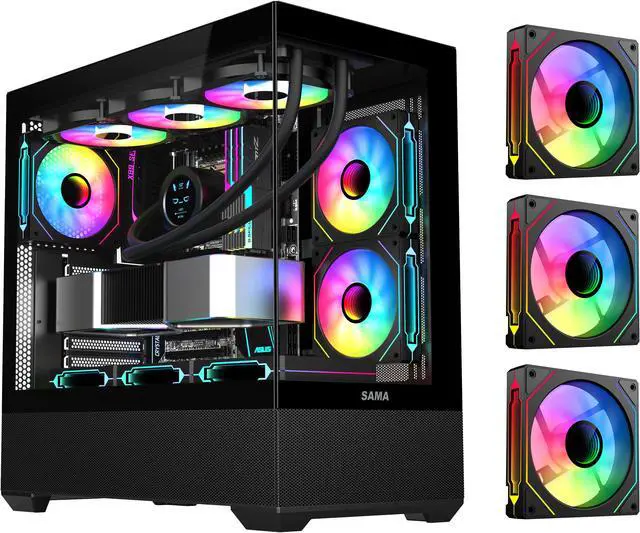 SAMA SV02 ATX Computer Gaming PC Case Mid Tower White with 3