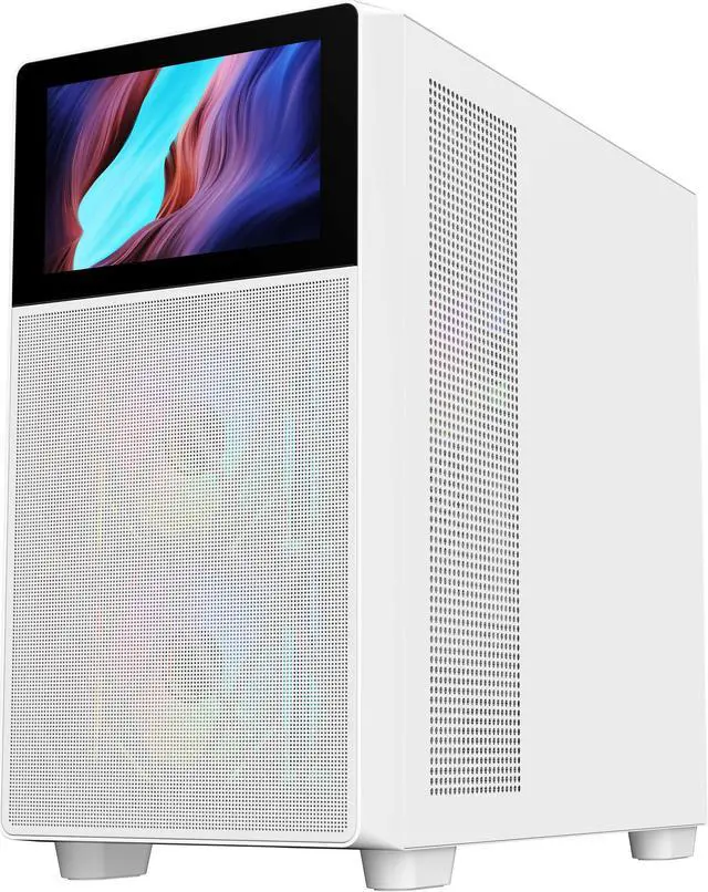 Alt view image 6 of 7 - SAMA V-play ATX Mid Tower High-end Gaming Computer PC Case With 8-inch LCD Display, Tempered Glass Side Panels, Supports Multiple Cooling Configurations White