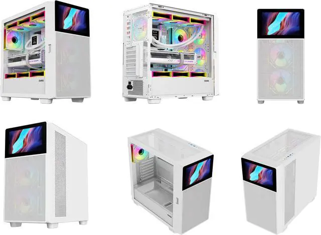 Alt view image 8 of 7 - SAMA V-play ATX Mid Tower High-end Gaming Computer PC Case With 8-inch LCD Display, Tempered Glass Side Panels, Supports Multiple Cooling Configurations White