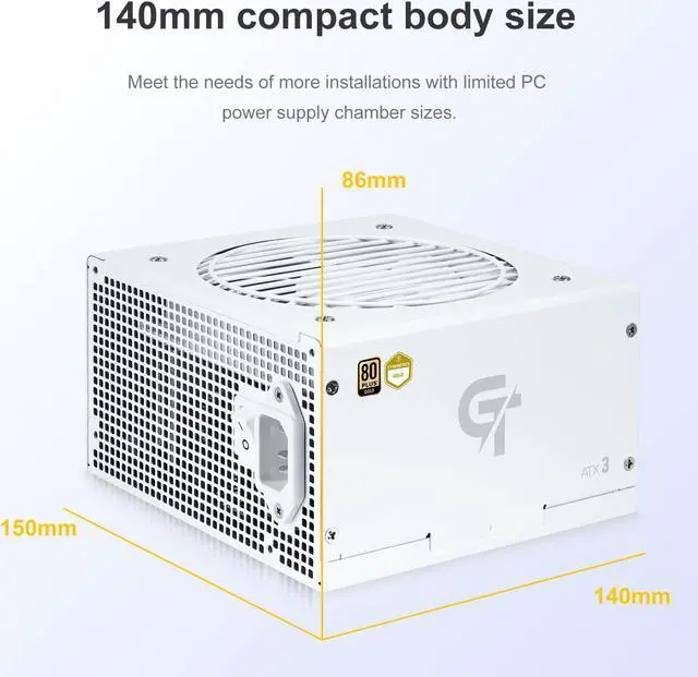 Alt view image 5 of 7 - SAMA GT650WH White 80 PLUS Gold Fully Modular ATX Power Supply - ATX 3.1 & PCIe 5.1 Compliant - Japanese Capacitors - FDB Fan with Auto Speed Control - 5 Year Warranty