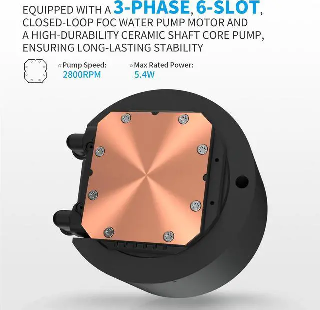 Alt view image 6 of 14 - SAMA Q60 Black CPU Liquid Cooler, 360MM Liquid Water Cooling with 2.8" LCD Display & XT120 Modular Fans LCP Blade for Enhanced Cooling and Noise Reduction, Compatible 115X, 2011, 1200, 1700, AM4, AM5