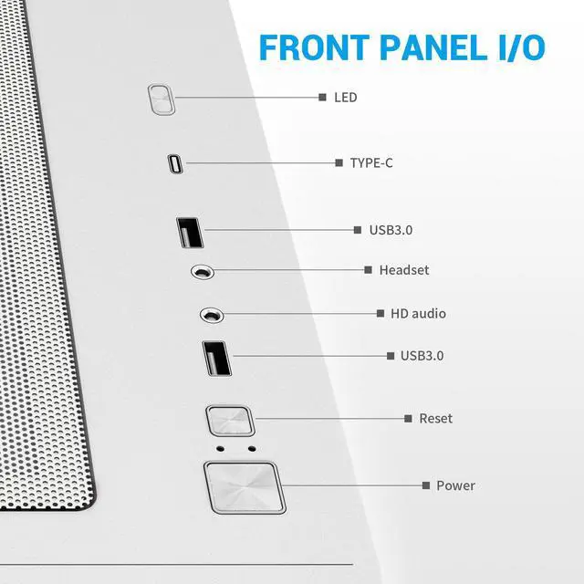 Alt view image 7 of 7 - SAMA V60 PC Case, Mid-Tower Computer Case, A Curved Tempered Glass, 7 Pre-Installed ARGB PWM Fans and Fan Hub, USB Type-C, ATX/MATX/ITX Back-Connect Support, 360mm Liquid Cooler Compatible, White