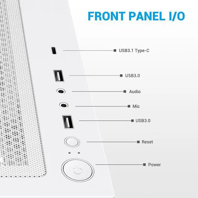 Alt view image 7 of 7 - SAMA V40 White ATX Mid Tower PC Case, 6 Pre-Installed 120mm ARGB PWM Fans, Dual Tempered Glass Panels, Vertical Airflow Design, Gaming Computer Case for ATX/Micro-ATX/ITX Motherboard