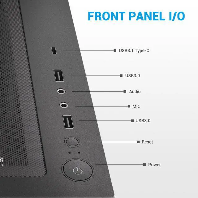 Alt view image 7 of 7 - SAMA V40 Black ATX Mid Tower PC Case, 6 Pre-Installed 120mm ARGB PWM Fans, Dual Tempered Glass Panels, Vertical Airflow Design, USB Type-C Port,  Gaming Computer Case for ATX/Micro-ATX/ITX Motherboard