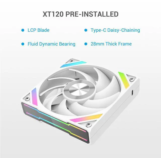 Alt view image 4 of 7 - SAMA Q70 White CPU Liquid Cooler, 360MM Liquid Water AIO CPU Cooler with 2.8" LCD Display, Magnetic Detachable, XT120 Modular Fans LCP Blade, Bonus Stands, 115X, 2011, 1200, 1700, AM4, AM5 AIO Cooler
