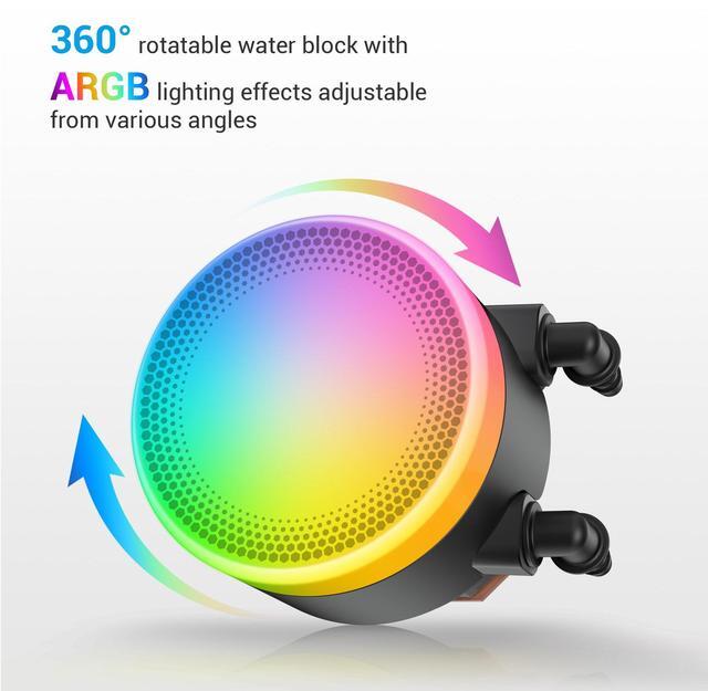 Alt view image 3 of 7 - SAMA L60 CPU Liquid Cooler, AIO Cooler 360mm 4pin PWM Quiet Fans - FDB Bearings ARGB Water Cooling, Black CPU Cooler Compatible LGA 1366/115X/2011/1200/1700 and AM4 AM5