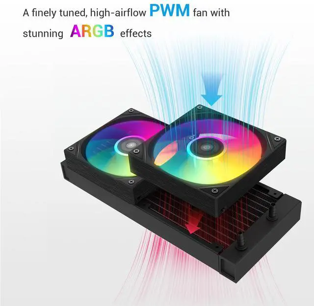 Alt view image 3 of 7 - SAMA L40 CPU Liquid Cooler, 240mm AIO Cooler 4pin PWM Quiet Fans - FDB Bearings ARGB Water Cooling, Black CPU Cooler Compatible LGA 1366/115X/2011/1200/1700 and AM4 AM5