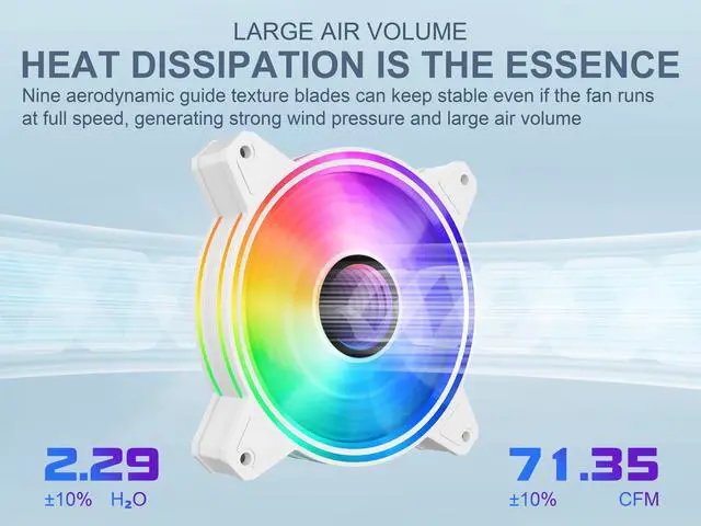 Alt view image 3 of 7 - SAMA 6CF1202I Series, ARGB 120mm Fan, Extremely Cooling Performance, Computer Case Fan, Single Fan - White