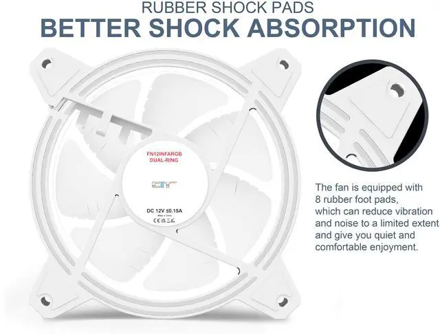 Alt view image 6 of 7 - SAMA 6CF1202I Series, ARGB 120mm Fan, Extremely Cooling Performance, Computer Case Fan, Single Fan - White