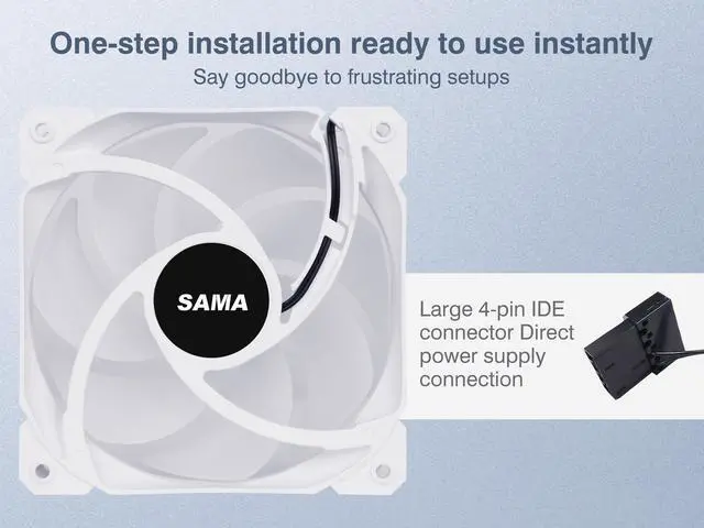 Alt view image 4 of 7 - SAMA INFW PC Case Fan, 120 mm High Performance Fixed-color fan , ARGB lighting, 4pin IDE power connector, White