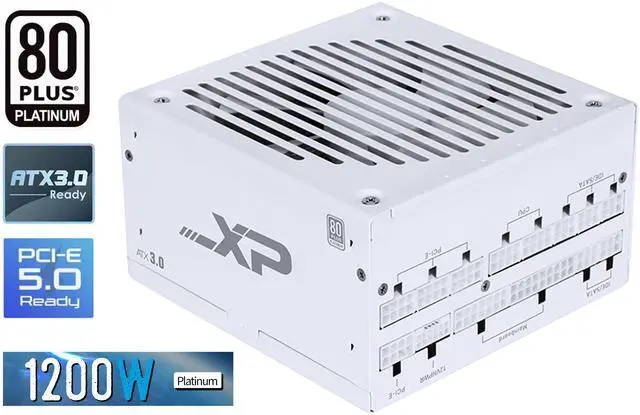 Main image of SAMA XP 1200w ATX Power Supply PSU For Gaming Computer PC Power Supply Unit 1200 Watt White - 80 Plus Platinum - ATX 3.0 & PCIe 5.0 Compliant - Fully Modular - Low Noise Intelligent ECO Silent Fan