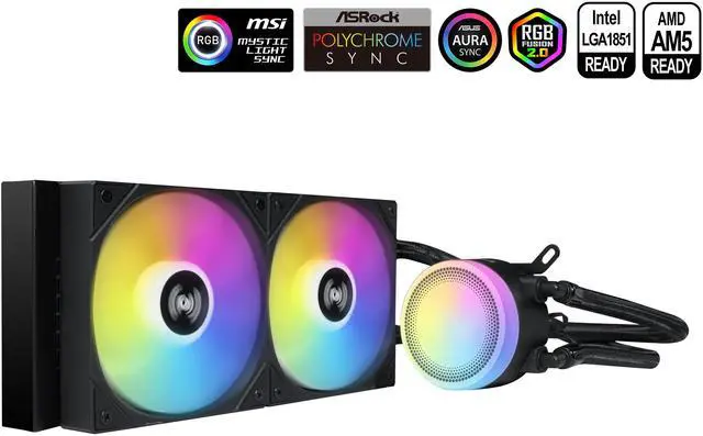 Main image of SAMA L40 CPU Liquid Cooler, 240mm AIO Cooler 4pin PWM Quiet Fans - FDB Bearings ARGB Water Cooling, Black CPU Cooler Compatible LGA 1366/115X/2011/1200/1700 and AM4 AM5