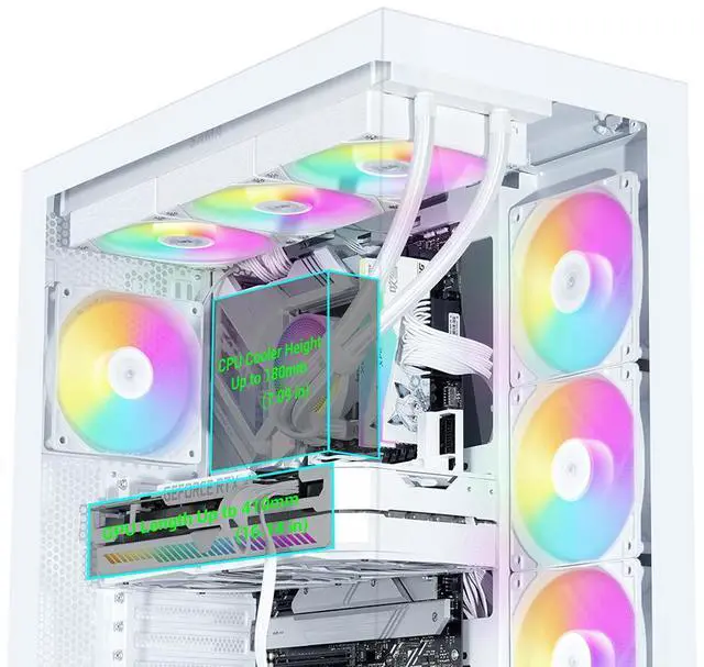 Alt view image 7 of 7 - SAMA V50 White Mid Tower PC Case, 4x120mm ARGB PWM Fan Pre-Install for Efficient Cooling, Compatible ATX/MATX/ITX Motherboards and Back-Connect Design Supports 360mm Water Cooling and 40 Series GPU