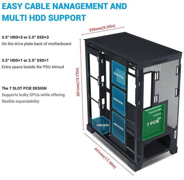 Alt view image 7 of 7 - SAMA V50 Black Mid Tower PC Case, 4x120mm ARGB PWM Fan Pre-Install for Efficient Cooling, Compatible ATX/MATX/ITX Motherboards and Back-Connect Design Supports 360mm Water Cooling and 40 Series GPU
