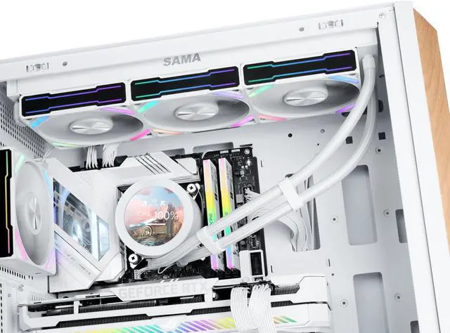 Alt view image 2 of 7 - SAMA Q70 White CPU Liquid Cooler, 360MM Liquid Water AIO CPU Cooler with 2.8" LCD Display, Magnetic Detachable, XT120 Modular Fans LCP Blade, Bonus Stands, 115X, 2011, 1200, 1700, AM4, AM5 AIO Cooler