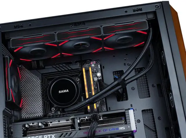 Alt view image 2 of 7 - SAMA Q70 Black CPU Liquid Cooler, 360MM Liquid Water AIO CPU Cooler with 2.8" LCD Display, Magnetic Detachable, XT120 Modular Fans LCP Blade, Bonus Stands, 115X, 2011, 1200, 1700, AM4, AM5 AIO Cooler