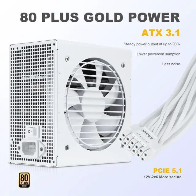 Alt view image 2 of 7 - SAMA GT750WH White 80 PLUS Gold Fully Modular ATX Power Supply - ATX 3.1 & PCIe 5.1 Compliant - Japanese Capacitors - FDB Fan with Auto Speed Control - 5 Year Warranty