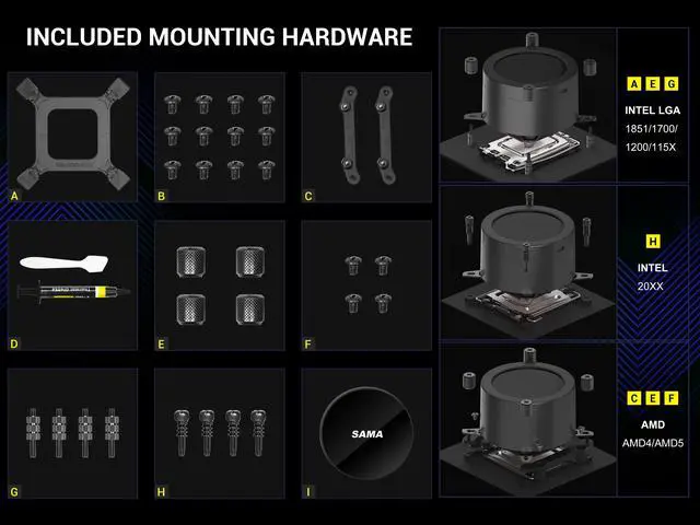 Alt view image 7 of 7 - SAMA Q70 Black CPU Liquid Cooler, 360MM Liquid Water AIO CPU Cooler with 2.8" LCD Display, Magnetic Detachable, XT120 Modular Fans LCP Blade, Bonus Stands, 115X, 2011, 1200, 1700, AM4, AM5 AIO Cooler