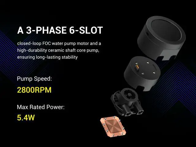 Alt view image 6 of 7 - SAMA Q70 Black CPU Liquid Cooler, 360MM Liquid Water AIO CPU Cooler with 2.8" LCD Display, Magnetic Detachable, XT120 Modular Fans LCP Blade, Bonus Stands, 115X, 2011, 1200, 1700, AM4, AM5 AIO Cooler