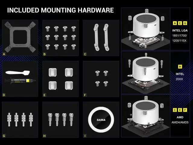 Alt view image 7 of 7 - SAMA Q70 White CPU Liquid Cooler, 360MM Liquid Water AIO CPU Cooler with 2.8" LCD Display, Magnetic Detachable, XT120 Modular Fans LCP Blade, Bonus Stands, 115X, 2011, 1200, 1700, AM4, AM5 AIO Cooler
