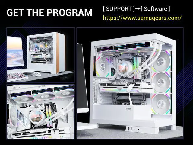 Alt view image 5 of 7 - SAMA Q70 White CPU Liquid Cooler, 360MM Liquid Water AIO CPU Cooler with 2.8" LCD Display, Magnetic Detachable, XT120 Modular Fans LCP Blade, Bonus Stands, 115X, 2011, 1200, 1700, AM4, AM5 AIO Cooler