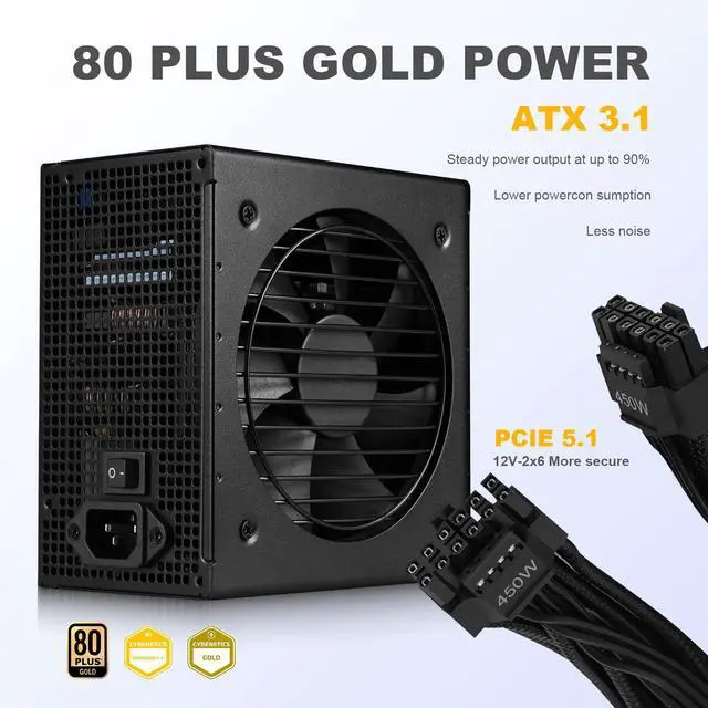 Alt view image 2 of 7 - SAMA GT650BK Black 80 PLUS Gold Fully Modular ATX Power Supply - ATX 3.1 & PCIe 5.1 Compliant - Japanese Capacitors - FDB Fan with Auto Speed Control - 5 Year Warranty