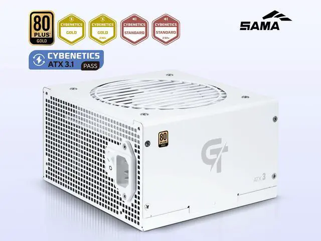 Alt view image 2 of 8 - SAMA GT850WH White 80 PLUS Gold Fully Modular ATX Power Supply - ATX 3.1 & PCIe 5.1 Compliant - Japanese Capacitors - FDB Fan with Auto Speed Control - 5 Year Warranty