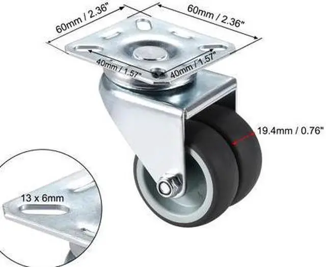 Alt view image 6 of 7 - Swivel Casters 2 Inch Rubber M8 x 15mm Screw Threaded Caster Wheels Black 8 Pcs