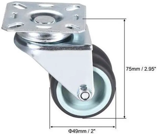 Alt view image 7 of 7 - Swivel Casters 2 Inch Rubber M8 x 15mm Screw Threaded Caster Wheels Black 8 Pcs
