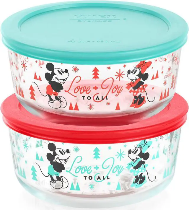 Main image of Mickey & Friends™ 8-piece Decorated Glass Storage Container Set, Holiday Edition