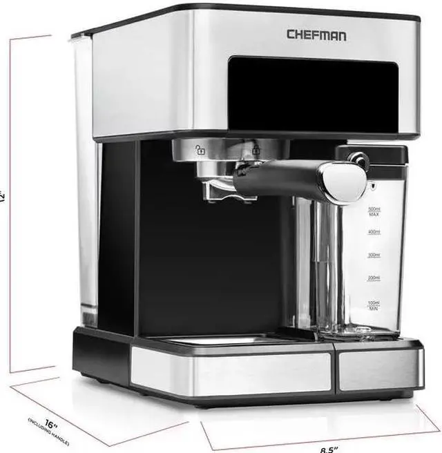 Alt view image 6 of 6 - Chefman Barista Pro 6-in-1 Espresso Machine with Built-In Milk Frother