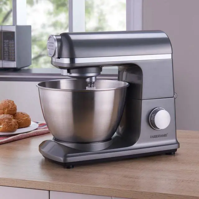 Alt view image 5 of 5 - 6 Speed 4.7 Quart Gun Metal Professional Stand Mixer Farberware