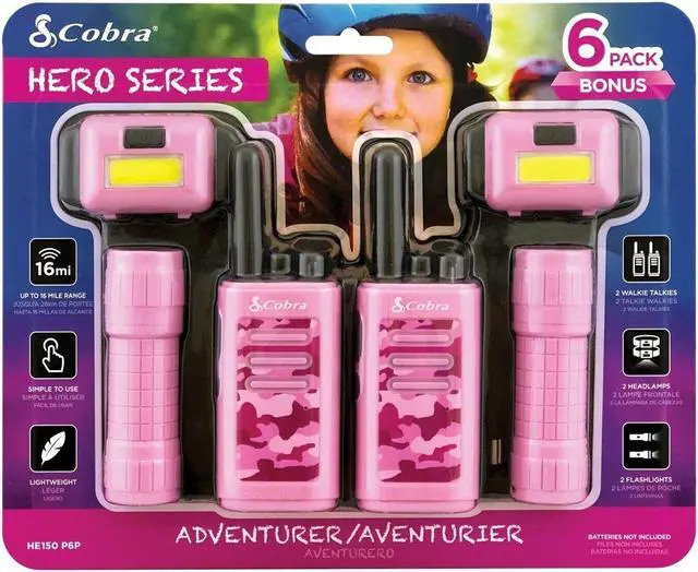 Alt view image 2 of 7 - Cobra Walkie Talkie 6-Pack Bonus Kit (Pink)