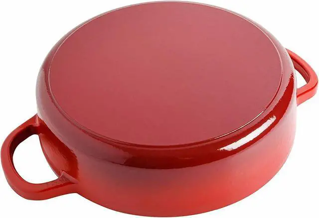 Alt view image 5 of 7 - Crock Pot Artisan Enameled Cast Iron Braiser W/Lid, 5 Quart, Scarlet Red