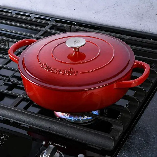 Alt view image 6 of 7 - Crock Pot Artisan Enameled Cast Iron Braiser W/Lid, 5 Quart, Scarlet Red