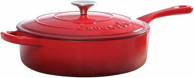 Main image of Crock-Pot 3-1/2 qt Scarlet Red Artisan Enameled Cast Iron Deep Saute Pan w/Lid