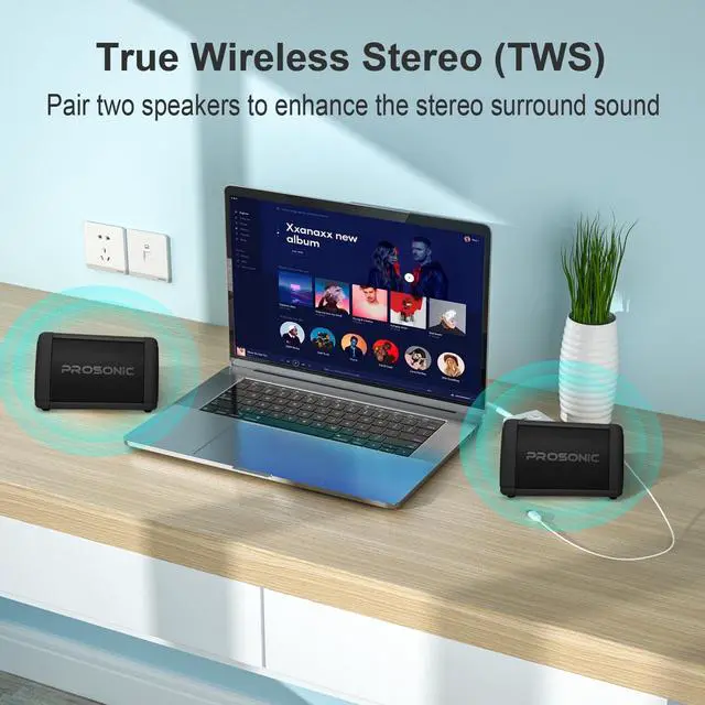 Alt view image 5 of 7 - Prosonic BT3 Portable Wireless Bluetooth Speaker with 10W Stereo Sound & Bass Boost -Rich Sound & Intense Bass -Bluetooth 5.0 -Microphone -IPX5 - in & Outdoor Speaker (Black)