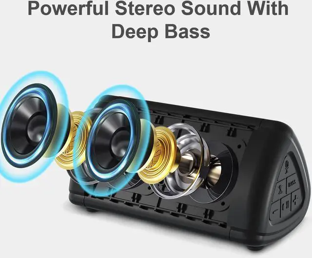 Alt view image 3 of 7 - Prosonic BT3 Portable Wireless Bluetooth Speaker with 10W Stereo Sound & Bass Boost -Rich Sound & Intense Bass -Bluetooth 5.0 -Microphone -IPX5 - in & Outdoor Speaker (Black)