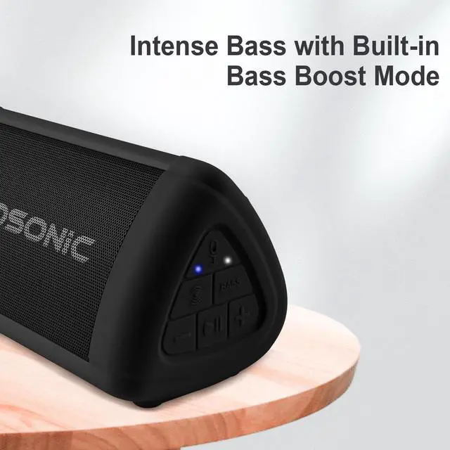 Alt view image 2 of 7 - Prosonic BT3 Portable Wireless Bluetooth Speaker with 10W Stereo Sound & Bass Boost -Rich Sound & Intense Bass -Bluetooth 5.0 -Microphone -IPX5 - in & Outdoor Speaker (Black)